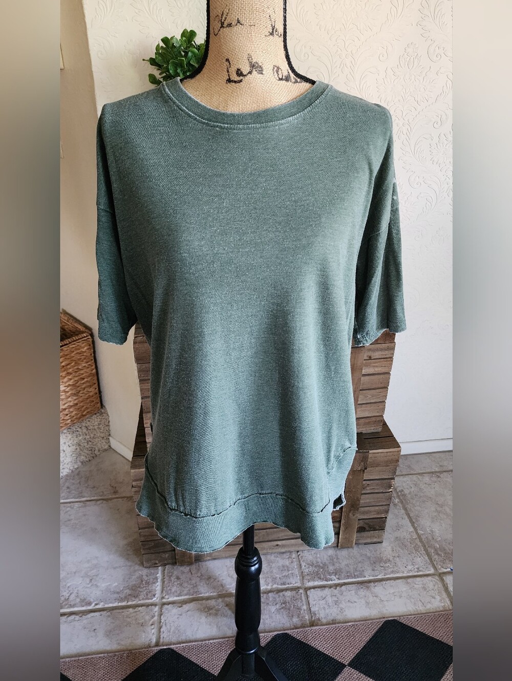 Royce Washed Green Short Sleeve Women's Top